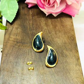 Black Golden Tear Drop Earrings