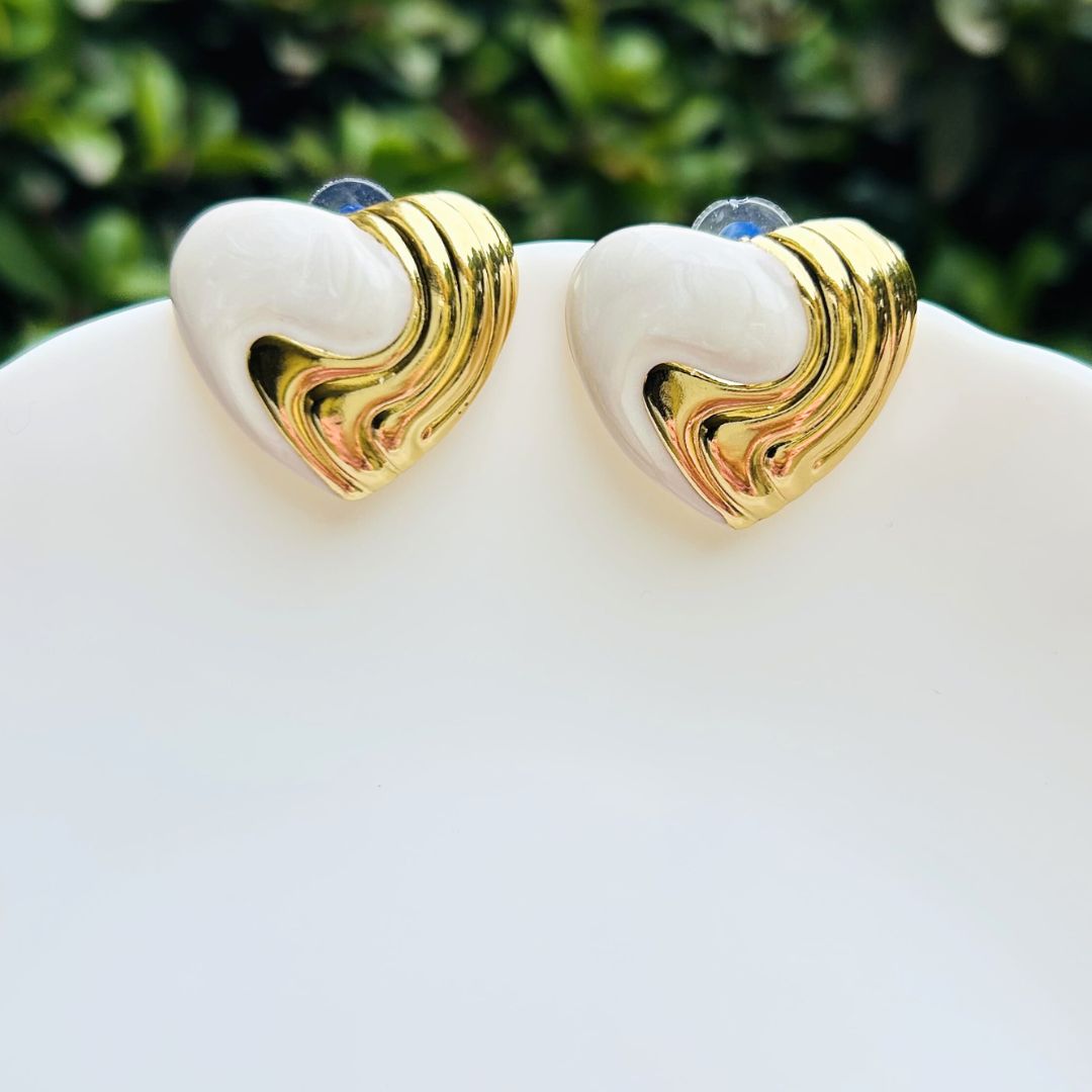 Candy White Heart Stud Earrings