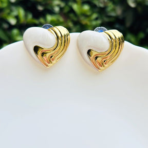 Candy White Heart Stud Earrings