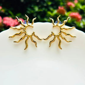Golden Sunburst Stud Earrings