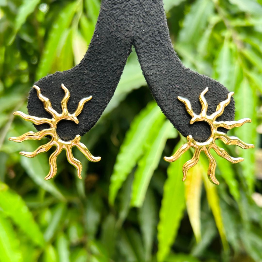 Golden Sunburst Stud Earrings