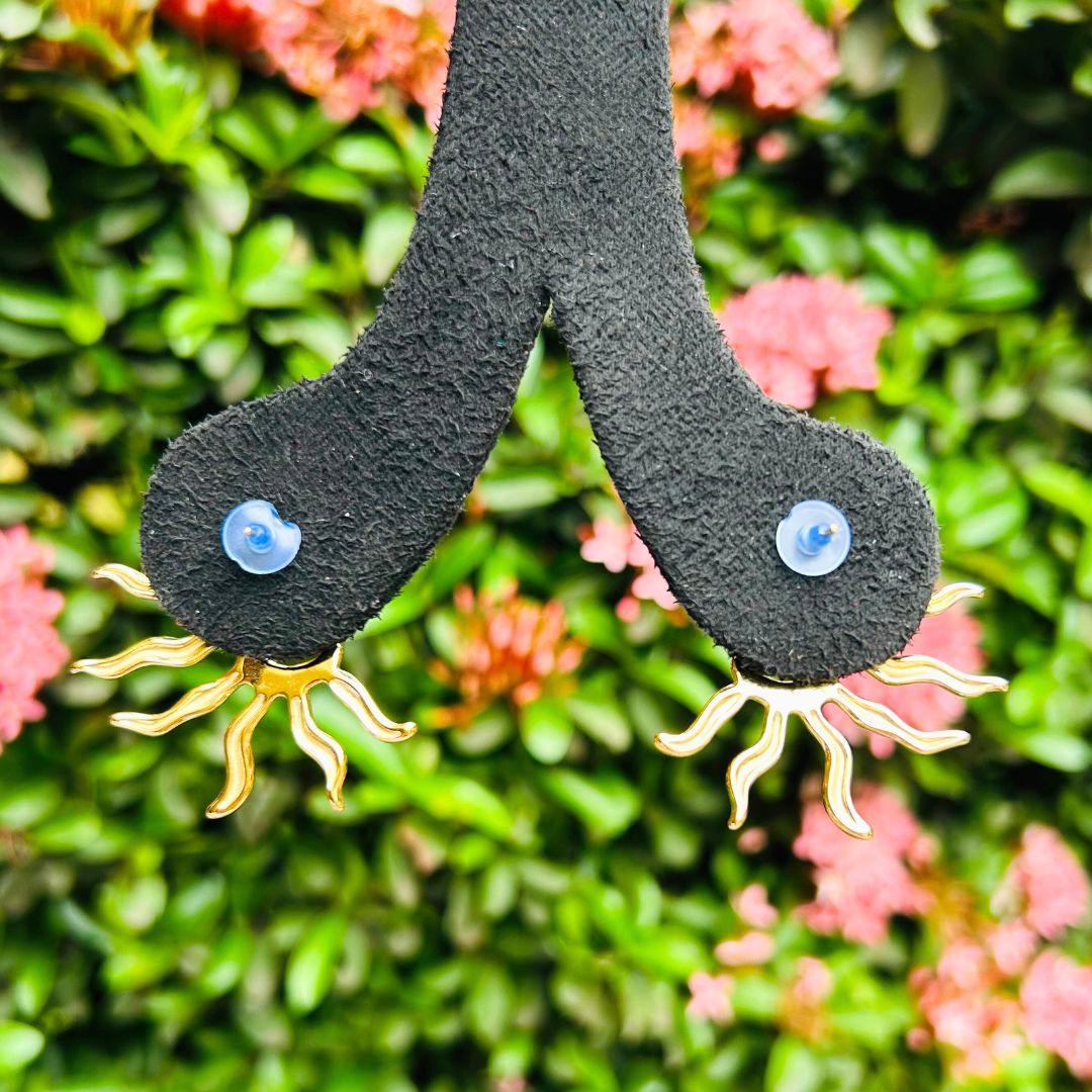 Golden Sunburst Stud Earrings