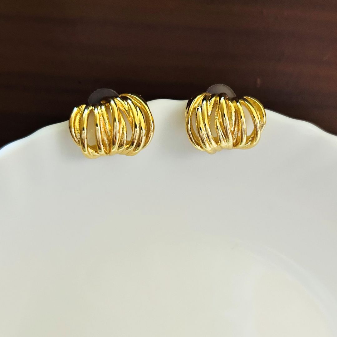 Spiral Golden Hoop Earrings
