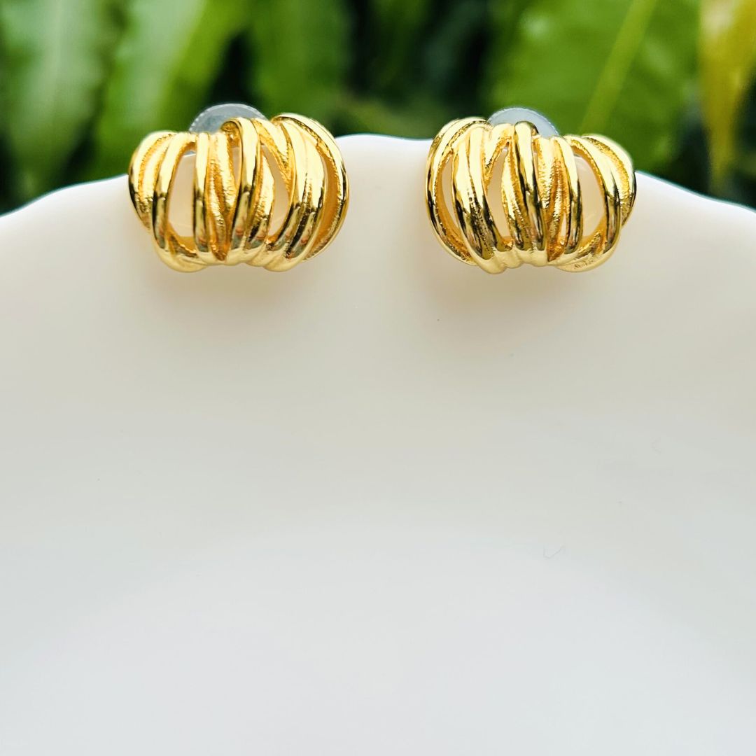 Spiral Golden Hoop Earrings