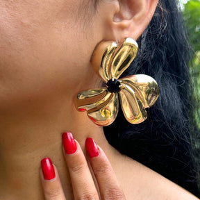 Golden Floral Stud Earrings