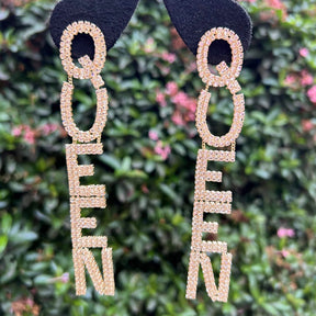 Golden Queen Rhinestone Drop Earrings