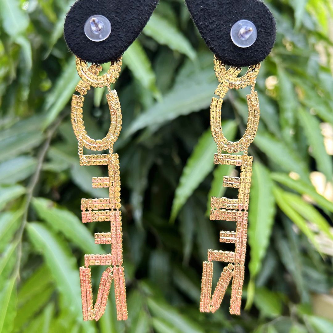 Golden Queen Rhinestone Drop Earrings