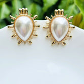 Sunburst White Drop Stud Earrings