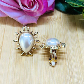 Sunburst White Drop Stud Earrings