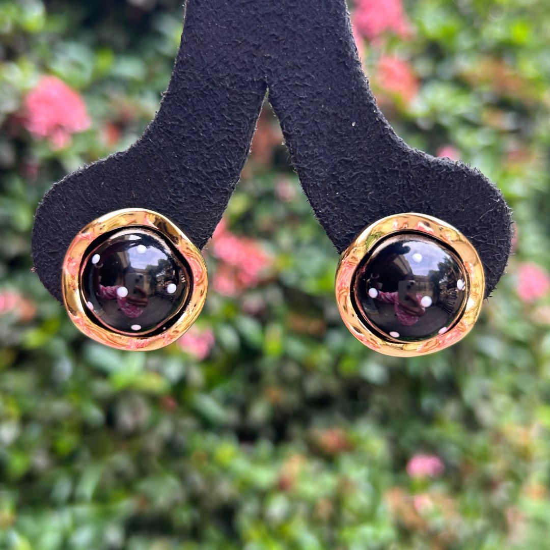 Black Polka Dot Stud Earrings