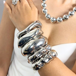 Silver Textured Metalic Handcuff/Kada