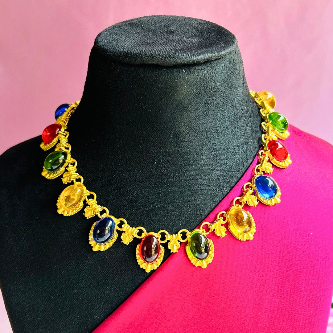 Multi- Color Oval Resin Necklace