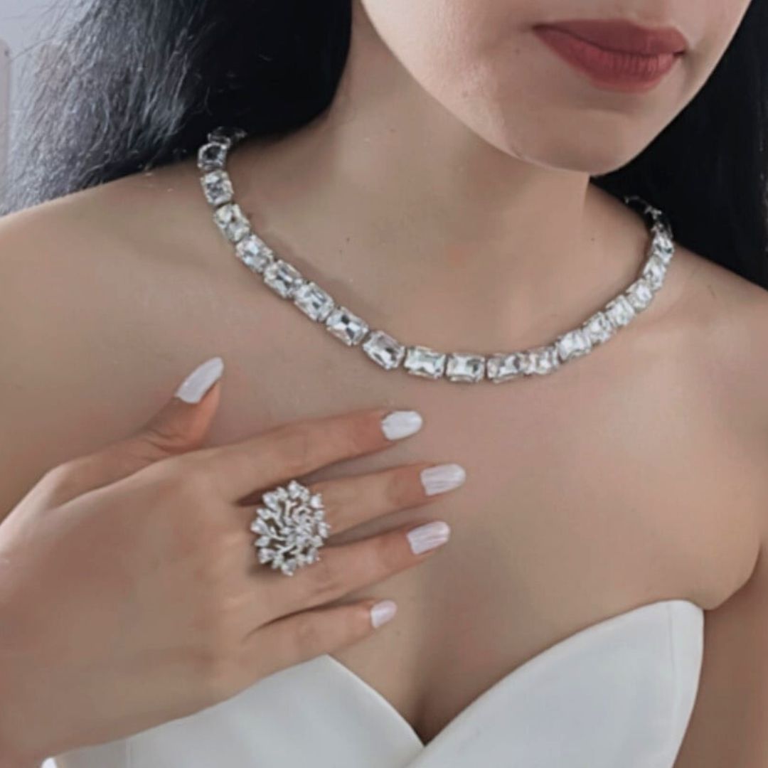 Statement Rhinestone Necklace Set