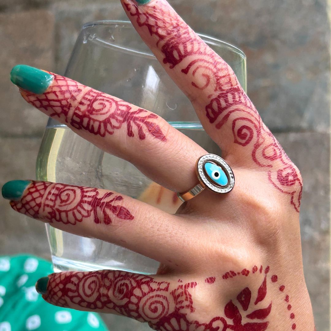 Turquoise Oval Evil Eye Finger Ring