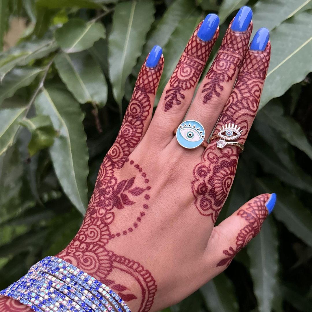 Turquoise Evil Eye Round Finger Ring