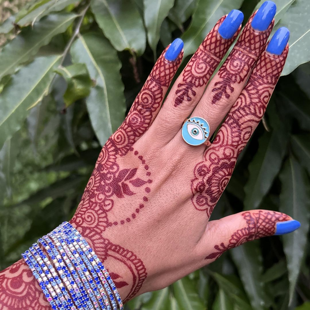 Turquoise Evil Eye Round Finger Ring