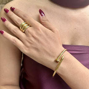 Three Line Golden Finger Ring
