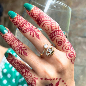 LAIDA Lashed Evil Eye Adjustable Finger- Ring