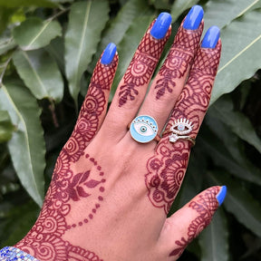 LAIDA Lashed Evil Eye Adjustable Finger- Ring