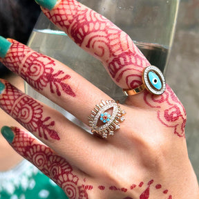 Turquoise Lashed Evil Eye Finger Ring