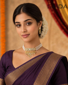 Indrani White Pearl Choker Set