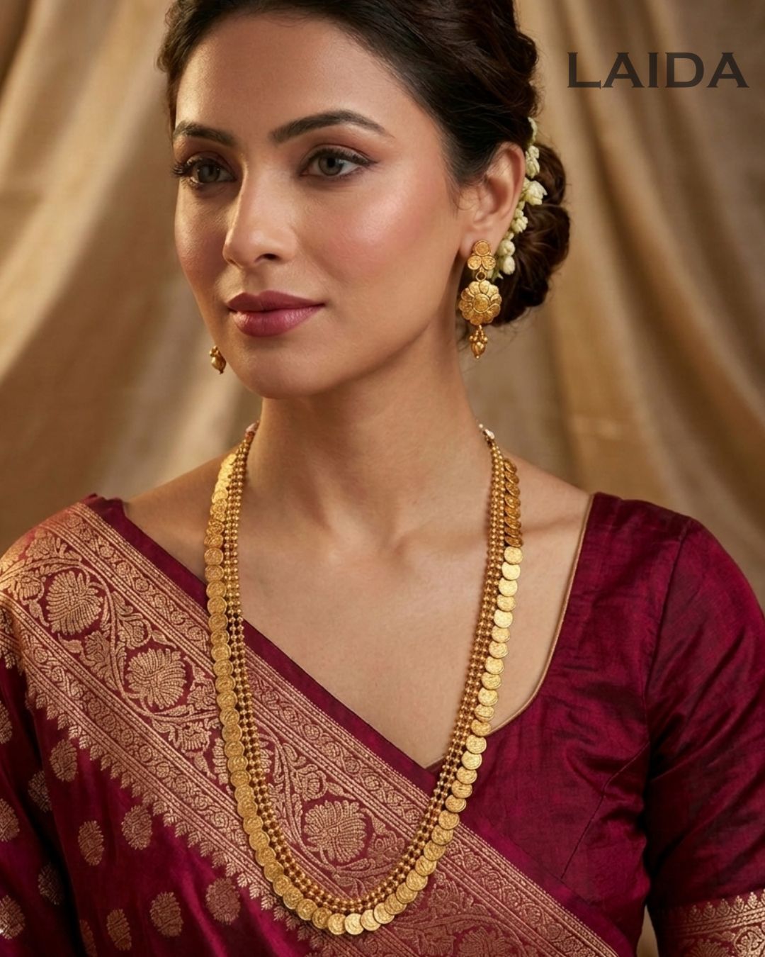 Ramya Antique Golden Long Necklace Set