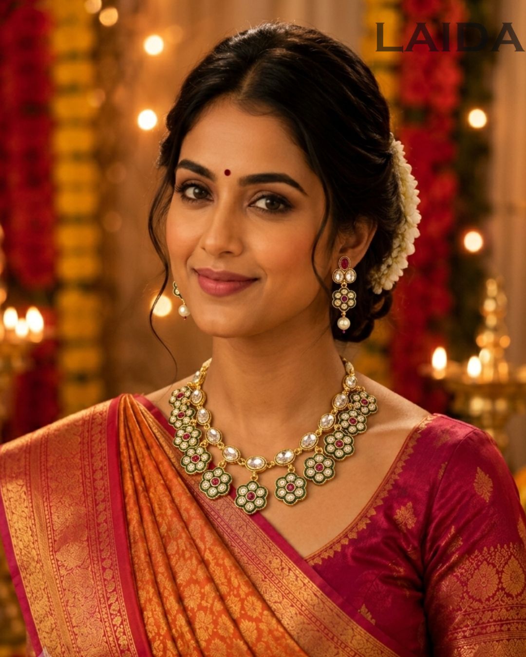 Suvarna Golden Kundan Necklace Set