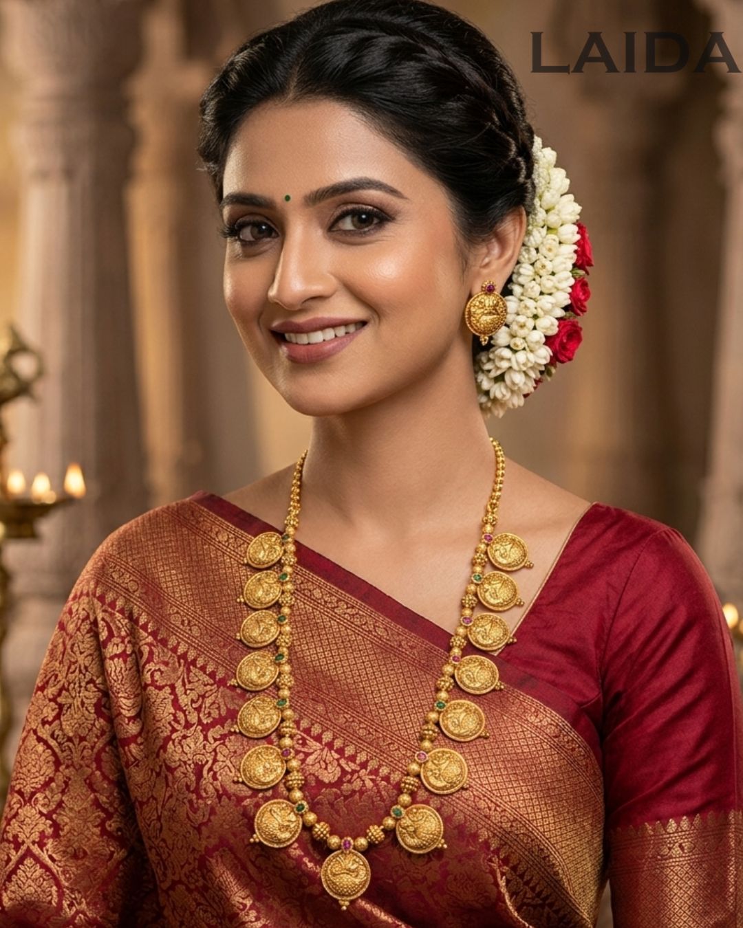Urvija Antique Golden Long Necklace Set