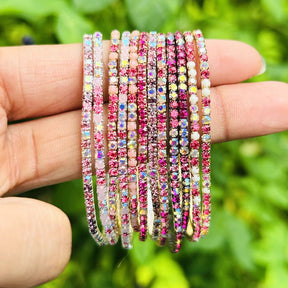 50 Shades of Pink Stretchable Bracelet  Set - Pack of 12