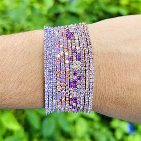 50 Shades of Purple Stretchable Bracelet  Set - Pack of 12