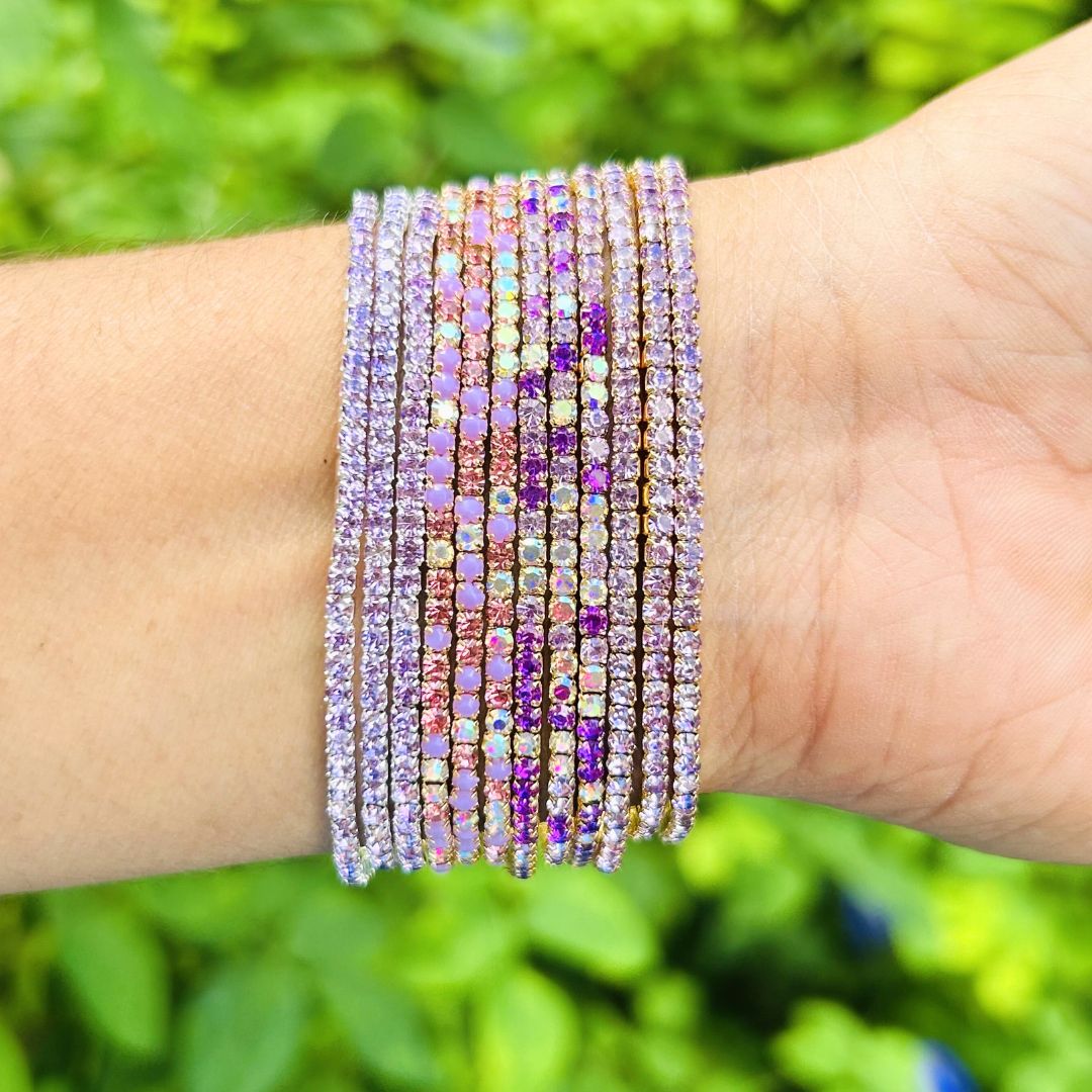 50 Shades of Purple Stretchable Bracelet  Set - Pack of 12