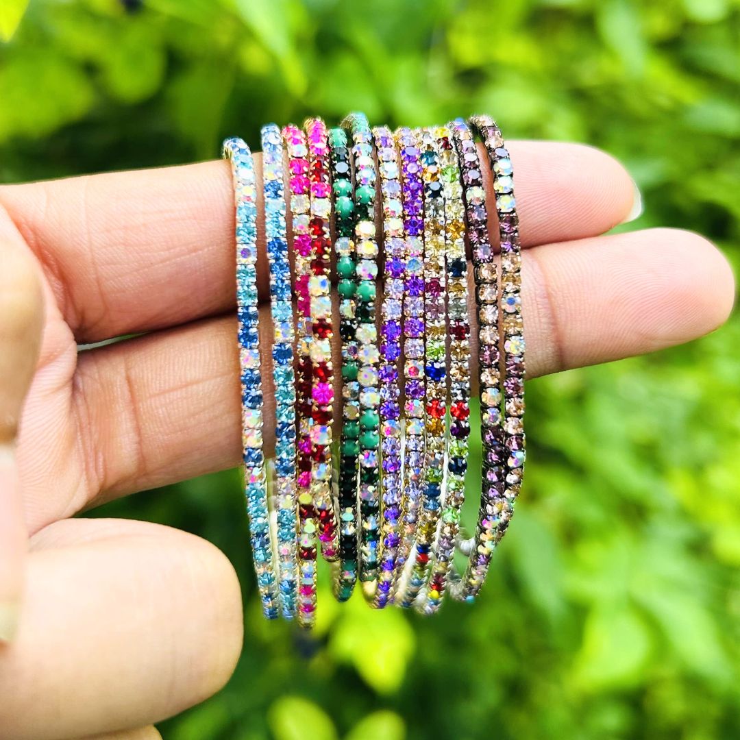 Shagun Sparkle Stretchable Bracelet  Set - Pack of 12