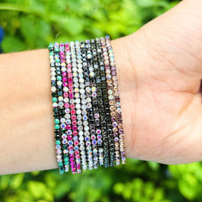 50 shades of Rhodium Stretchable Bracelet  Set - Pack of 12