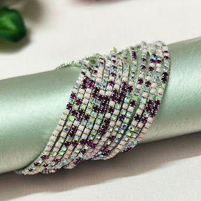 Stretchable Rosy Glow Silver Plated Bracelet - Pack of 12