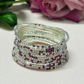 Stretchable Rosy Glow Silver Plated Bracelet - Pack of 12