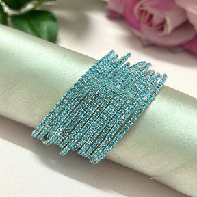 Stretchable Ocean Blue Silver Plated Bracelet - Pack of 12