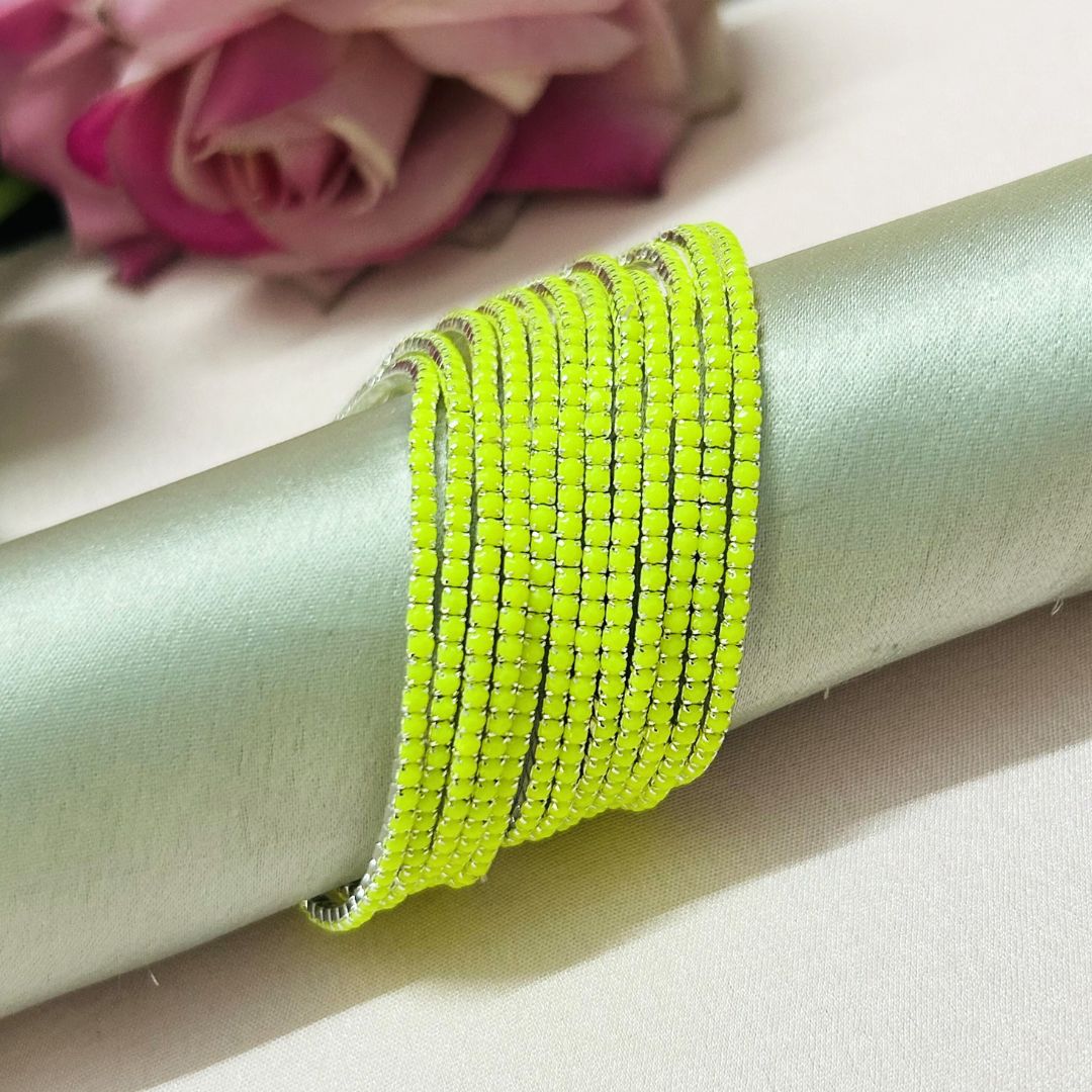 Stretchable Neon Silver Plated Bracelet - Pack of 12