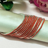 Stretchable Red Velvet Silver Plated Bracelet - Pack of 12