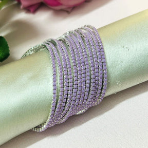 Stretchable Matte Lavender Silver Plated Bracelet - Pack of 12