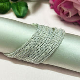 Stretchable Crystal White Silver Plated Bracelet - Pack of 12