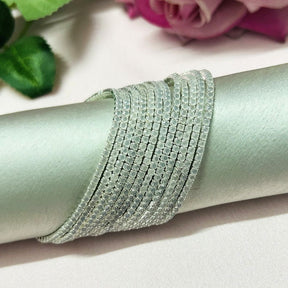 Stretchable Crystal White Silver Plated Bracelet - Pack of 12