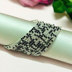 Stretchable Mix Silver And Black Silver Plated Bracelet - Pack of 12