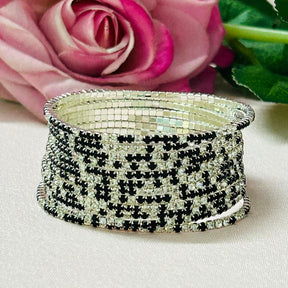 Stretchable Mix Silver And Black Silver Plated Bracelet - Pack of 12