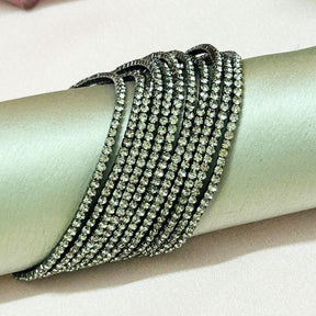 Stretchable Silver Shine Rhodium- Plated Bracelet - Pack of 12