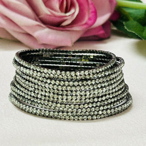 Stretchable Silver Shine Rhodium- Plated Bracelet - Pack of 12