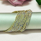 Stretchable Mix Rainbow Gold Plated Bracelet - Pack Of 12