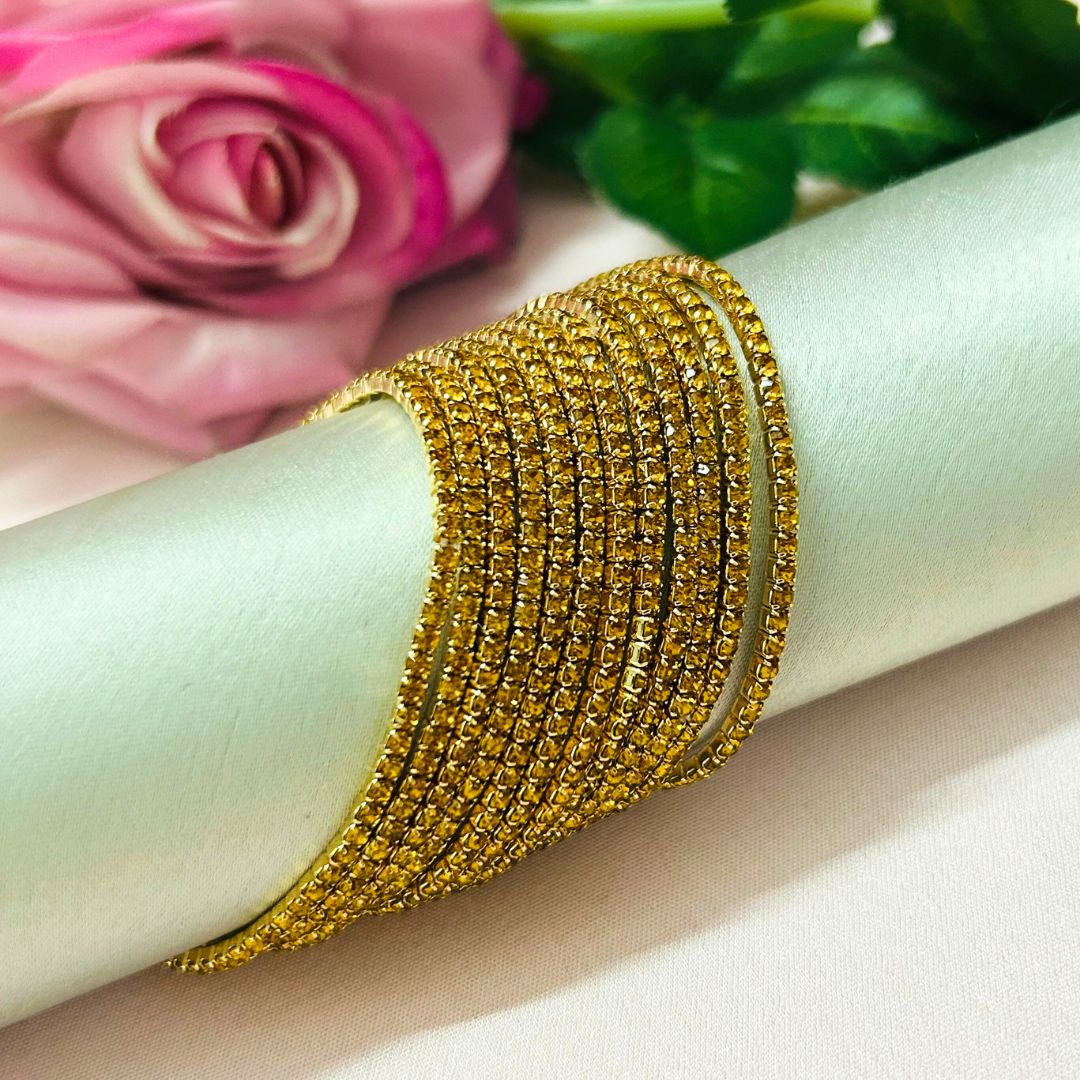 Stretchable Golden Gold Plated Bracelet - Pack Of 12