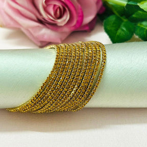 Stretchable Golden Gold Plated Bracelet - Pack Of 12