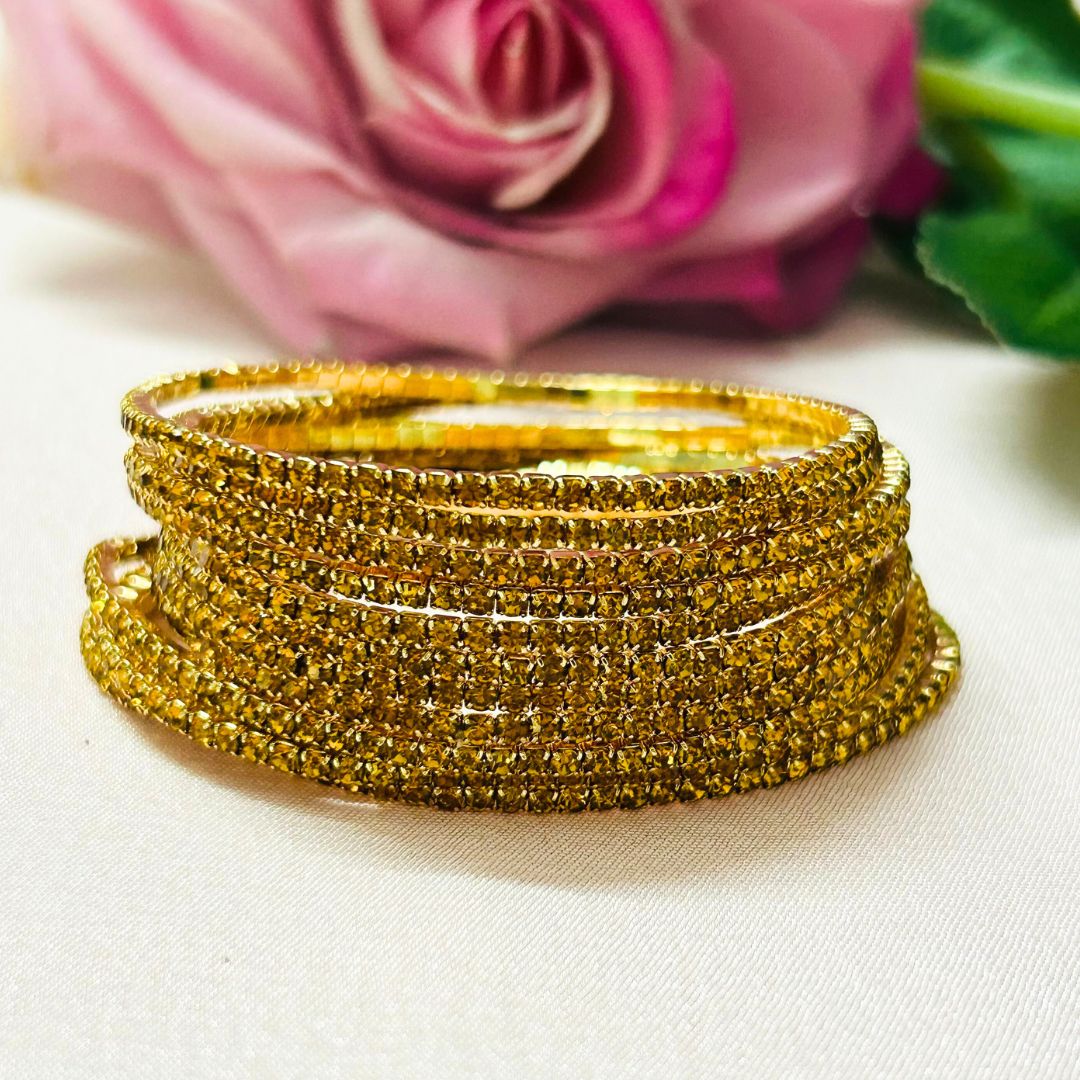 Stretchable Golden Gold Plated Bracelet - Pack Of 12