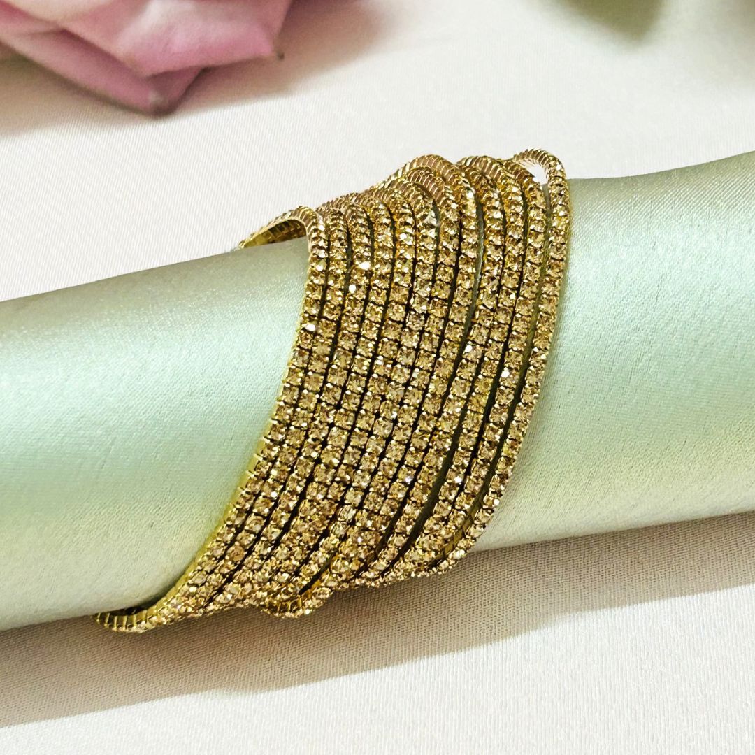 Stretchable Rose Glow Gold Plated Bracelet - Pack Of 12